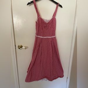 Vintage 1970s Red and White Gingham Midi Dress